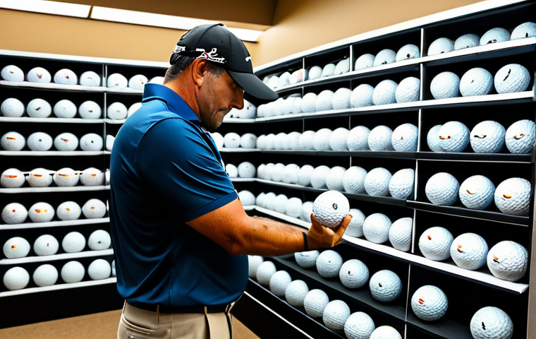 **

"A golfer, fully clothed in professional golf attire, carefully selecting a golf ball from a display in a pro shop. The background shows a wide array of golf balls with various dimple patterns and brand logos. The scene is well-lit, showcasing the details of the golf balls. Safe for work, appropriate content, professional setting, perfect anatomy, natural pose, fully clothed, modest clothing."

**