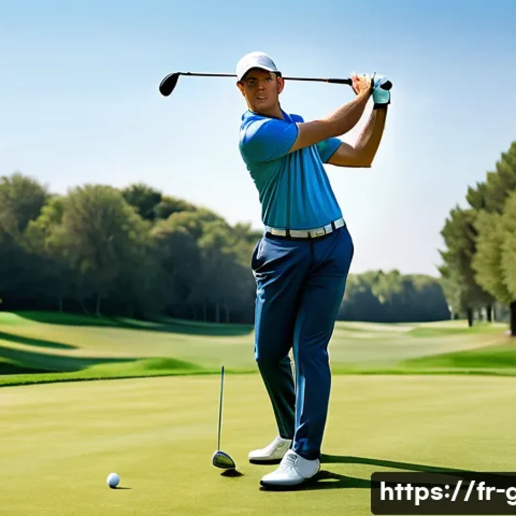골프 스코어를 줄이는 연습법 - A professional golfer practicing a drive on a lush, well-maintained golf course in France during a s...