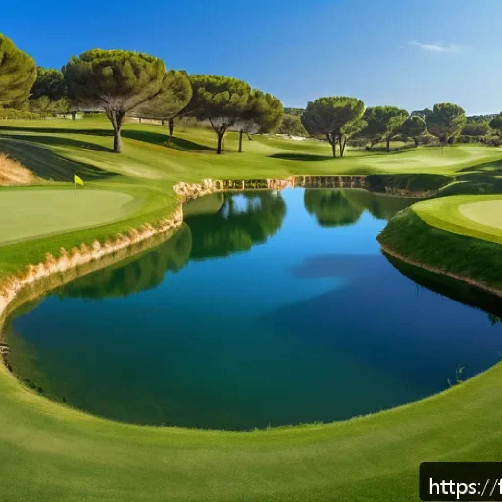 골프와 친환경 트렌드 - A serene golf course in the south of France featuring sustainable management practices: lush green f...