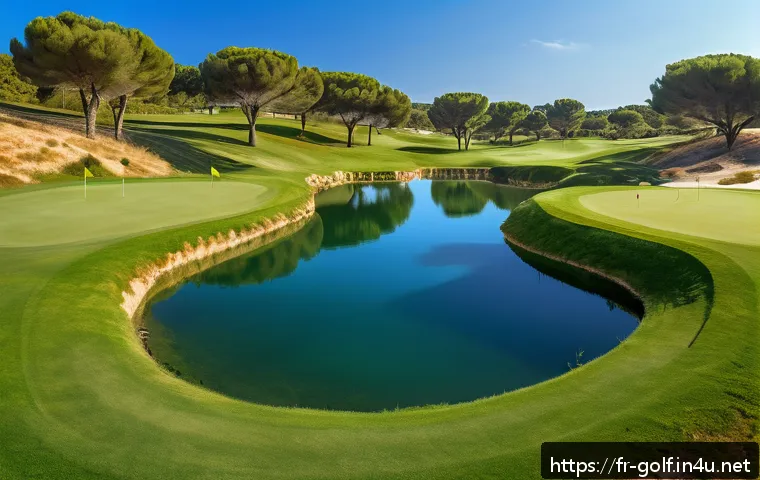 골프와 친환경 트렌드 - A serene golf course in the south of France featuring sustainable management practices: lush green f...